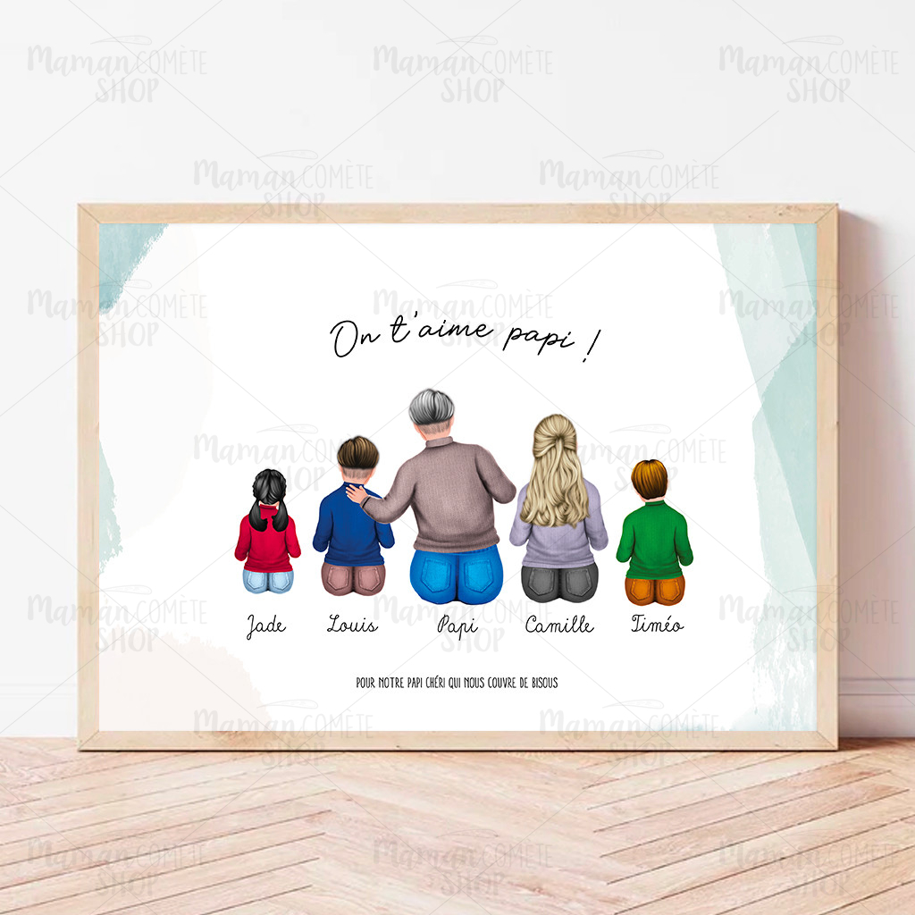 Affiche papi personnalisée - cadeau famille personnalisé - Poster papy  personnalisé par Le Temps des Paillettes
