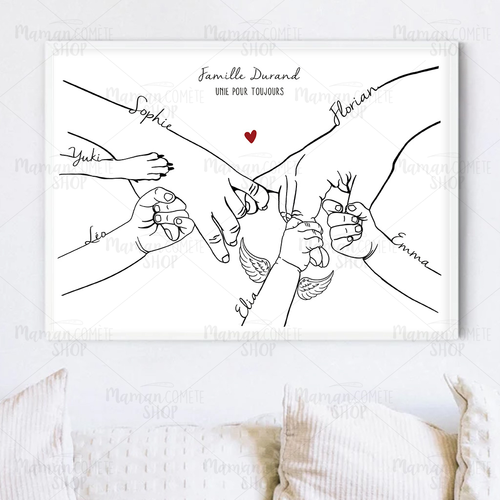 ☆ Affiche, Empreintes d'Amour, les Mains qui Tissent votre Famille
