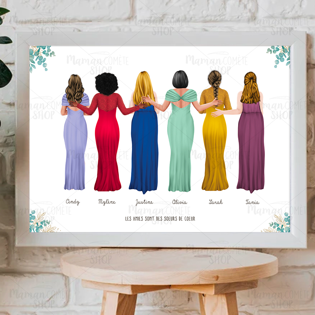 Miroir personnalisé en forme de coeur pour demoiselles d'honneur