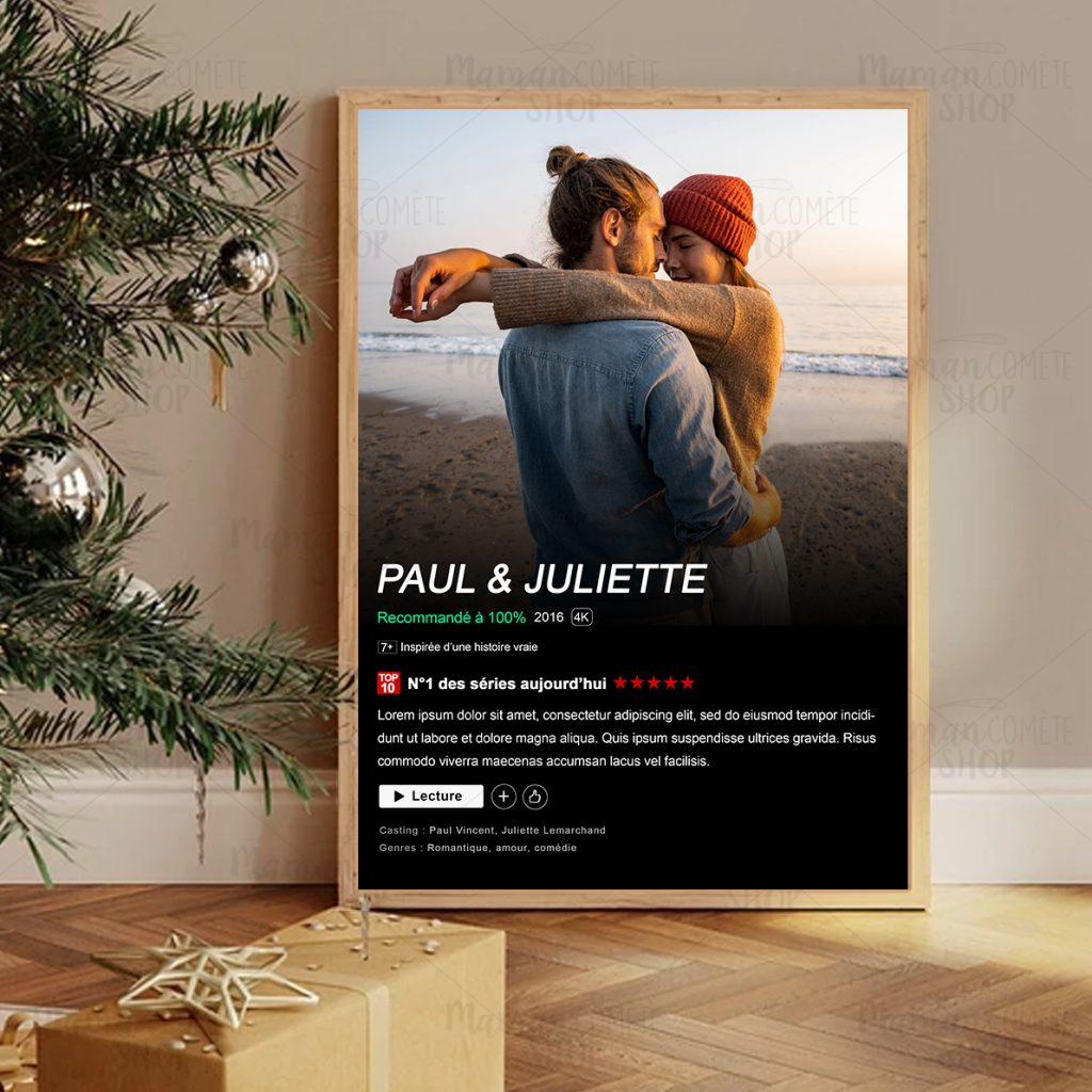 Affiche série Netflix personnalisée, famille, amis, couples, anniversaire, maman, papa....