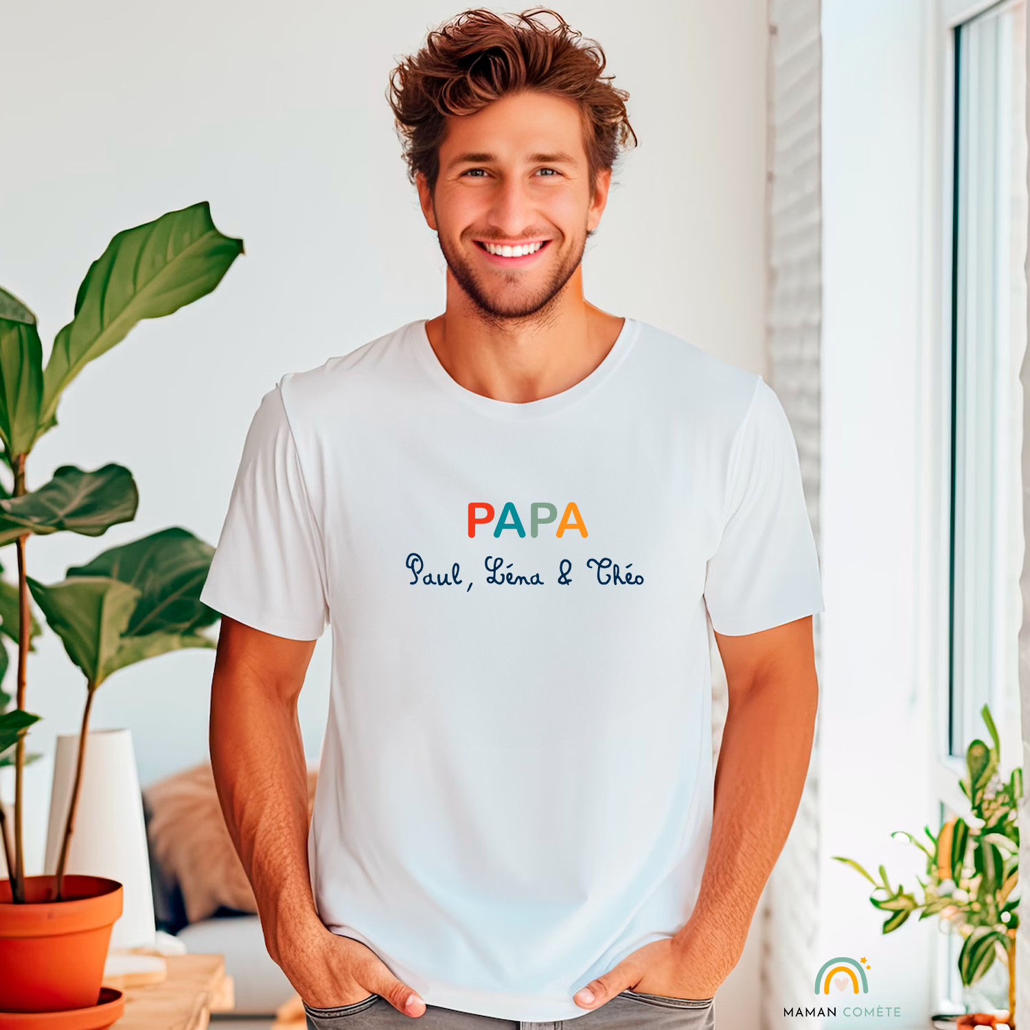 T shirt Papa Enfants Personnalis Pr nom Lettres Color es Look 