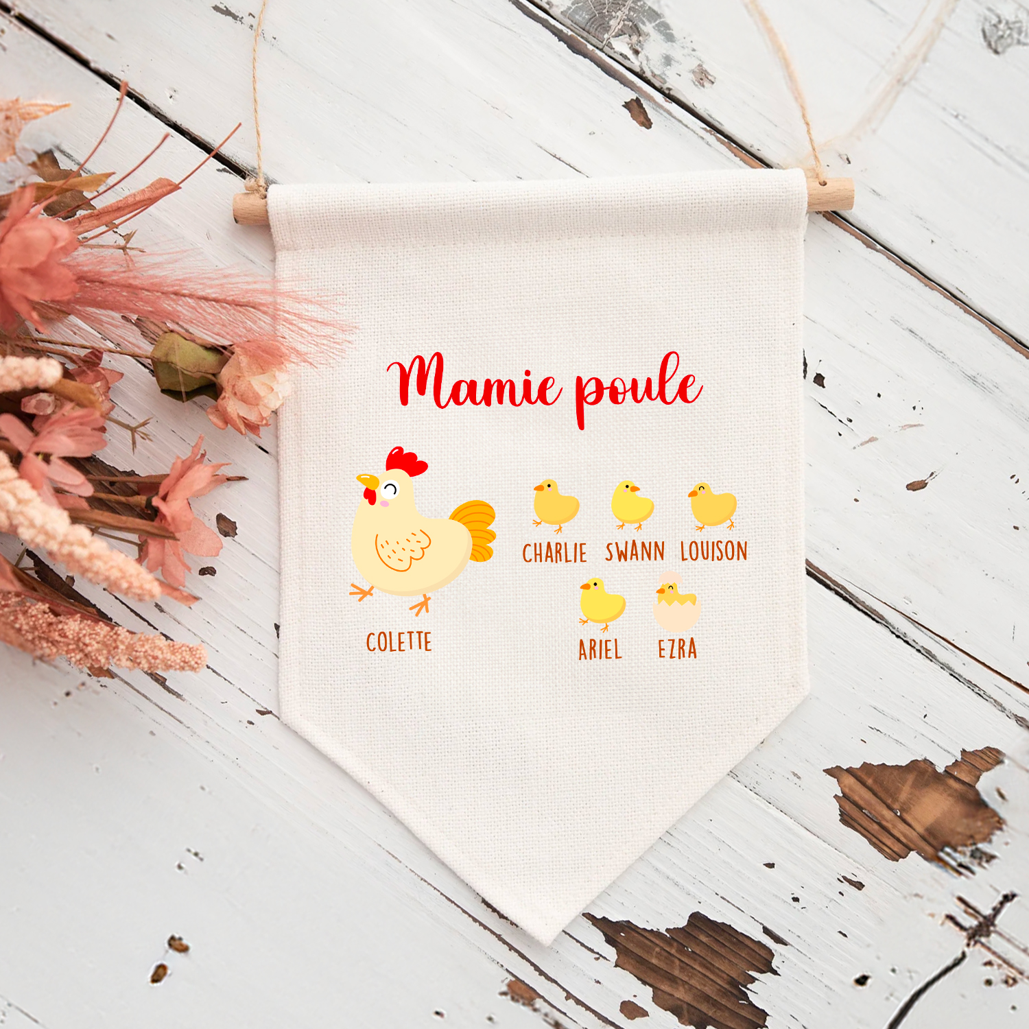 Mug Personnalisé Mamie Avec Poussins - Jusqu'à 8 Petits-enfants, 330 Ml, Céramique, Lavable Au Lave-vaisselle