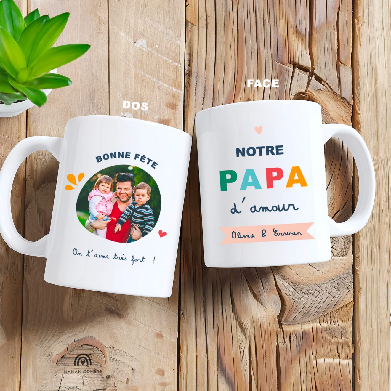 [Effet d'Impression 3D] Avoir Des Enfants En Bonus - Mug Personnalisé Papa main image 1
