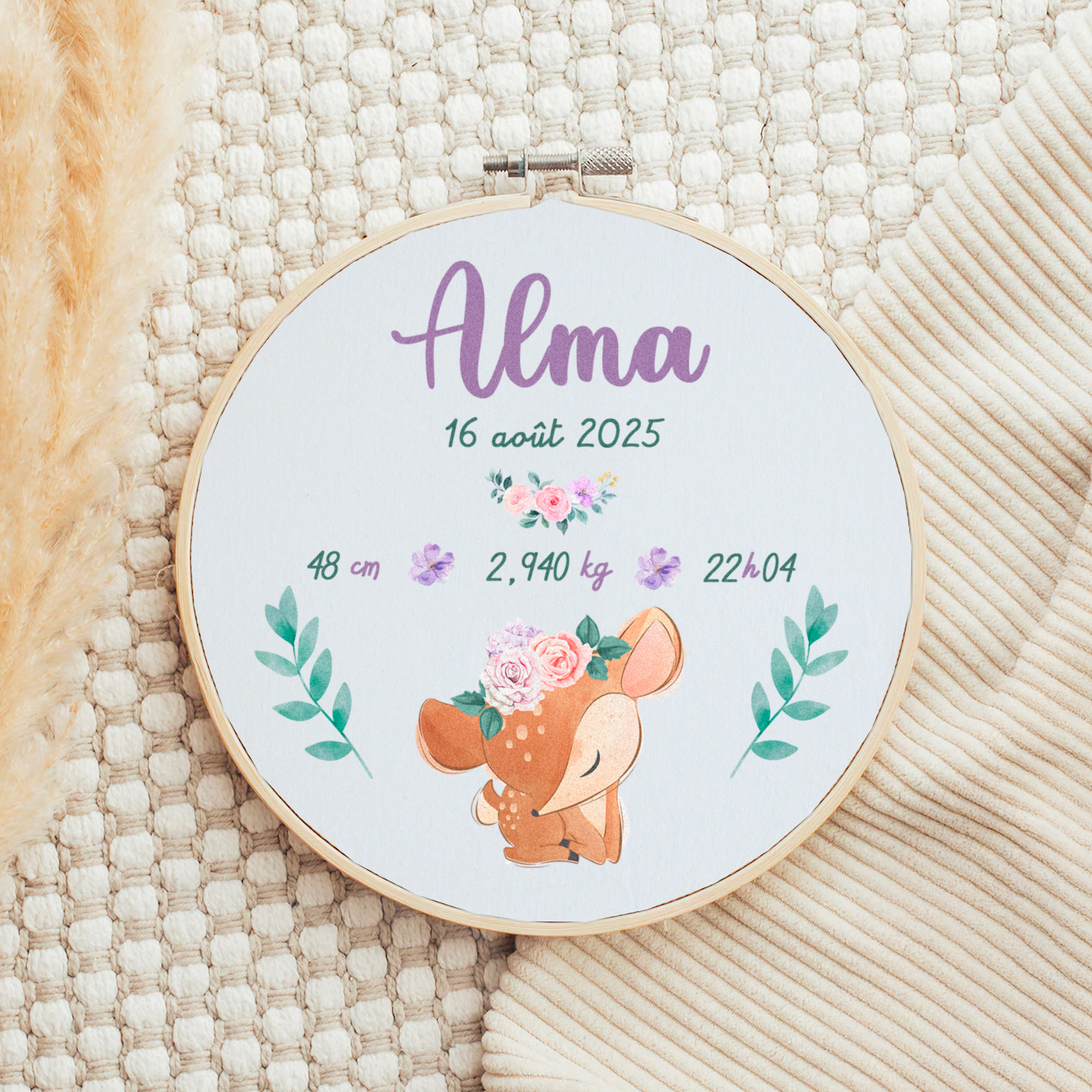 carte-cercle-tambour-naissance-bebe-biche-cadeau-idée