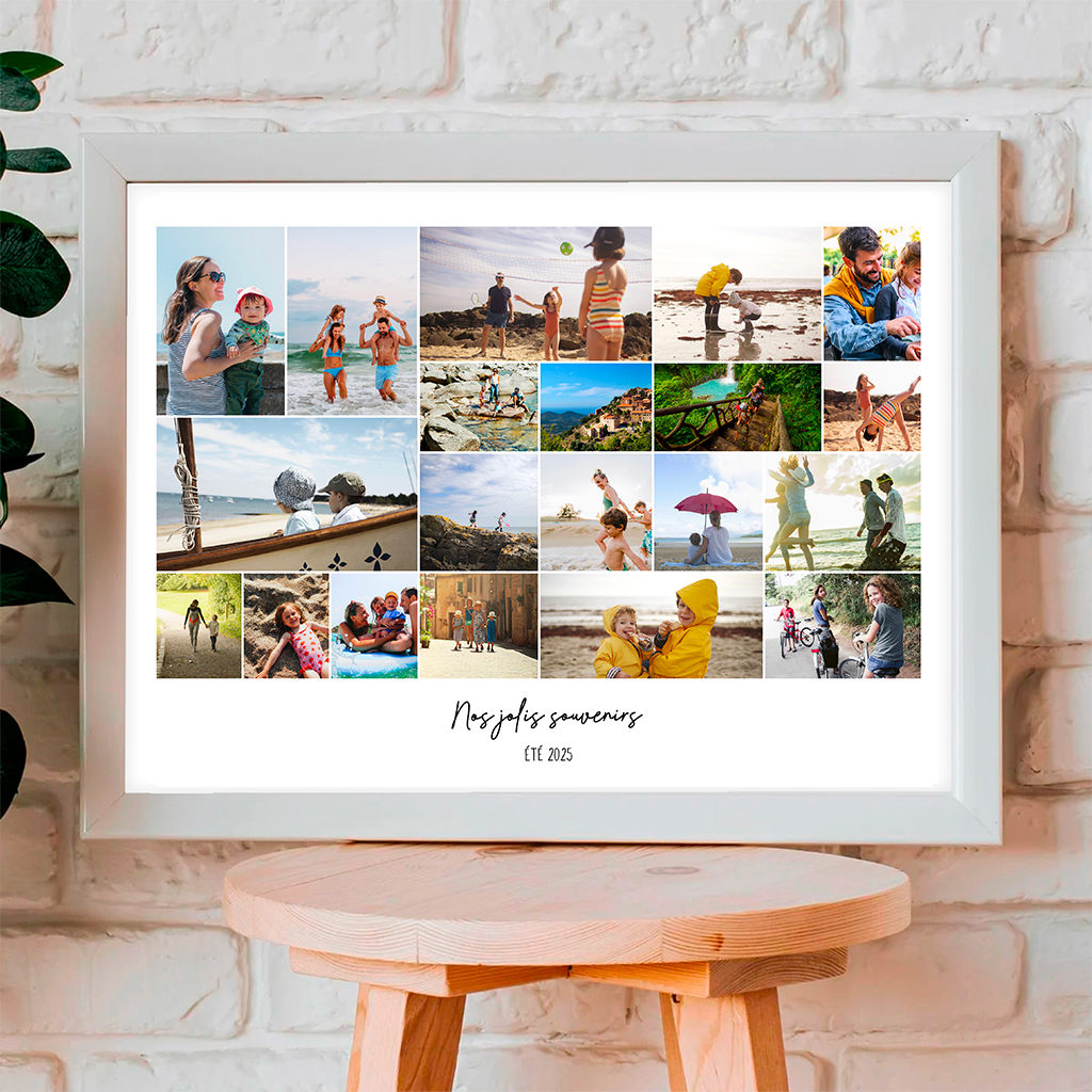 Affiche pêle-mêle Collage - 20 Photos souvenirs - Famille, Couple, Cadeau