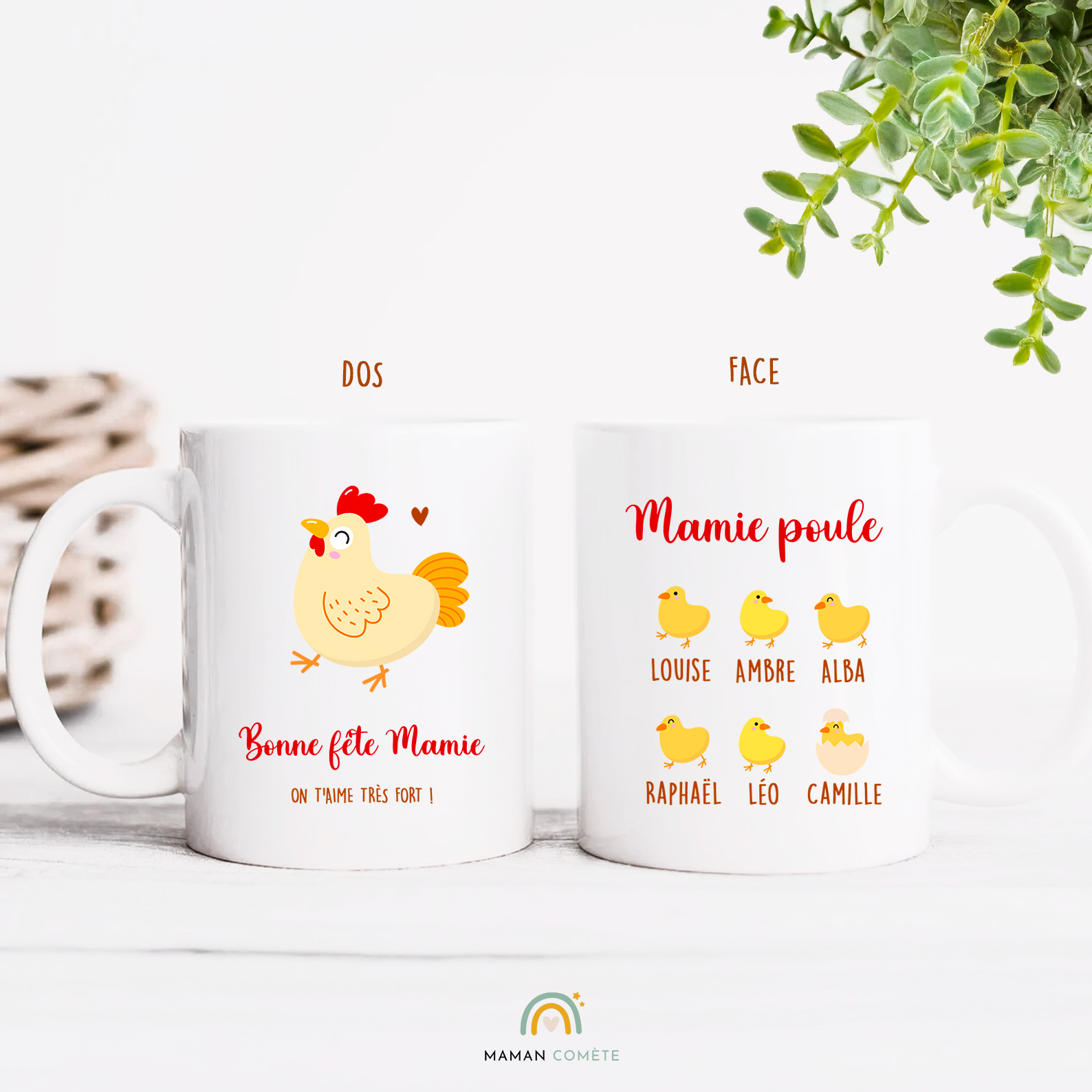 mug-personnalisé-tasse-fête-grand-mère-poule-mamie-poussins-prénoms-petits-enfants-cadeau