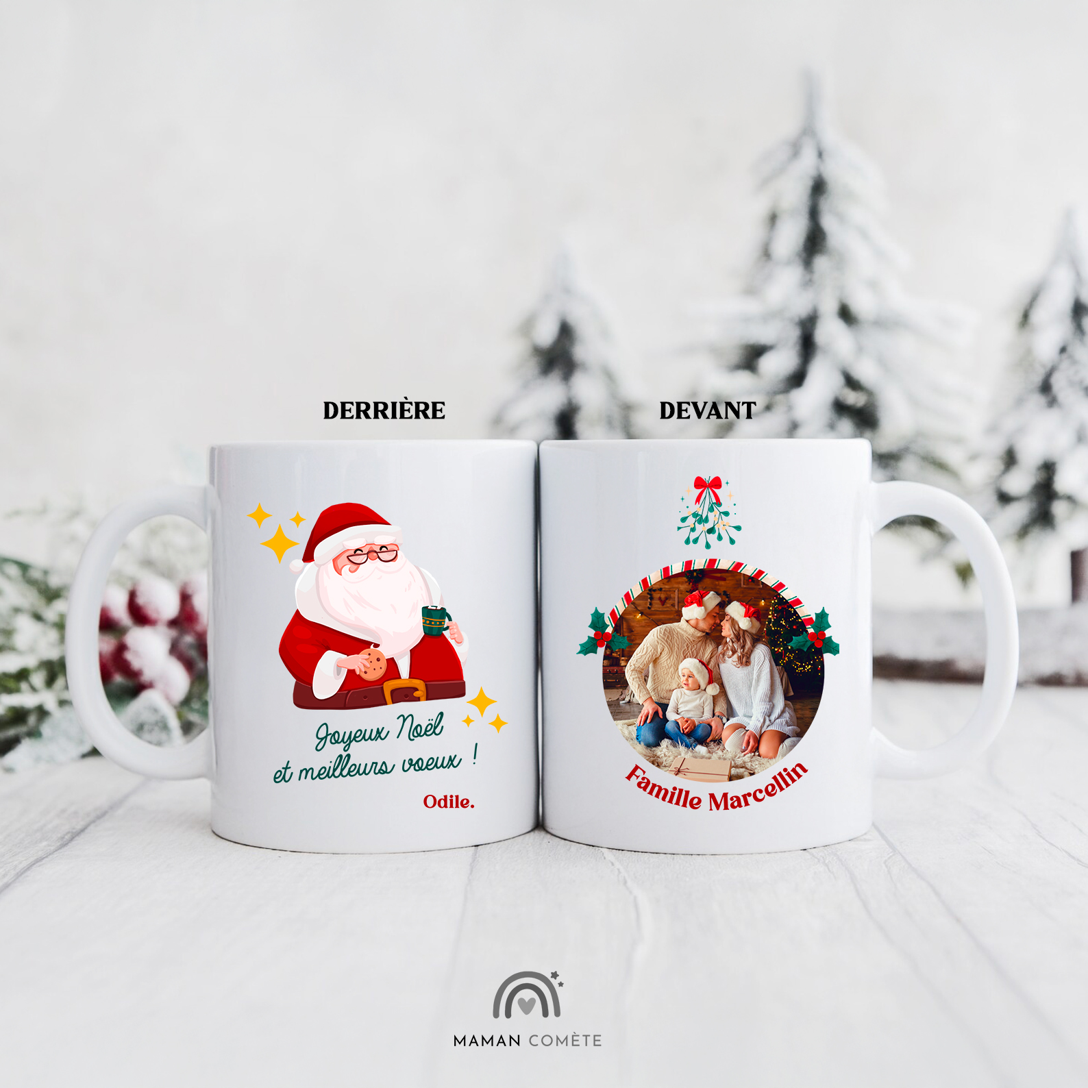 Mug personnalisé Noël – Photo famille ou petits-enfants – Idée cadeau unique pour mamie, couple