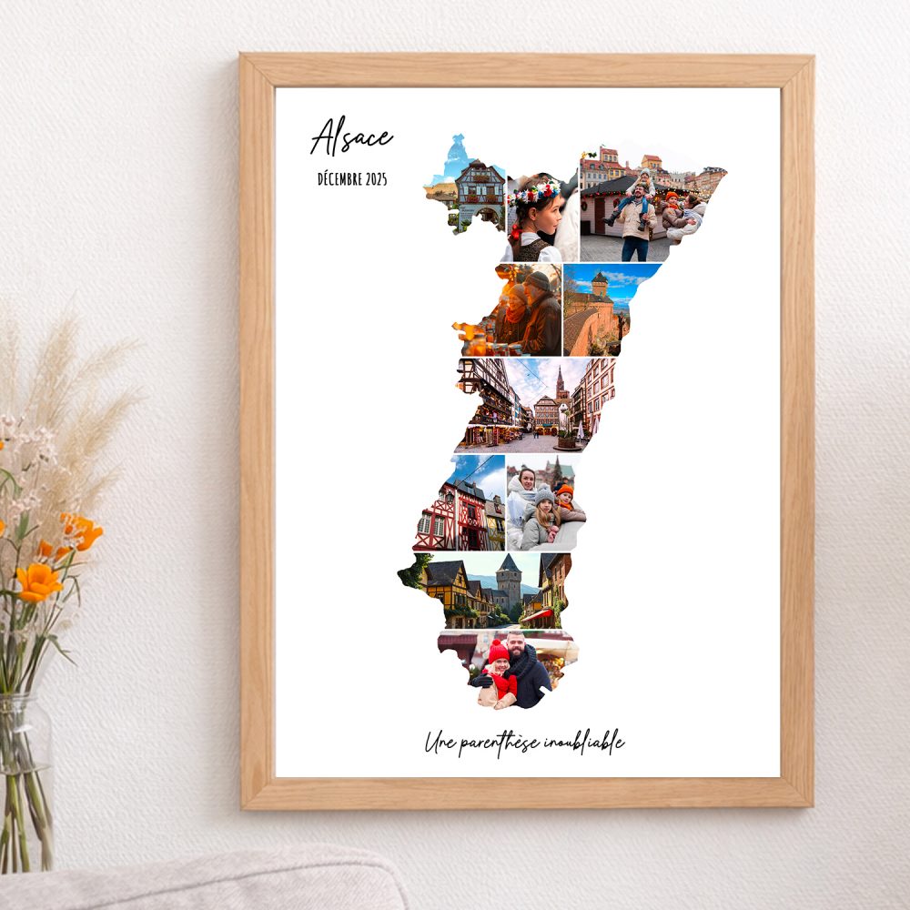 Affiche personnalisée Alsace souvenirs vacances collage photos
