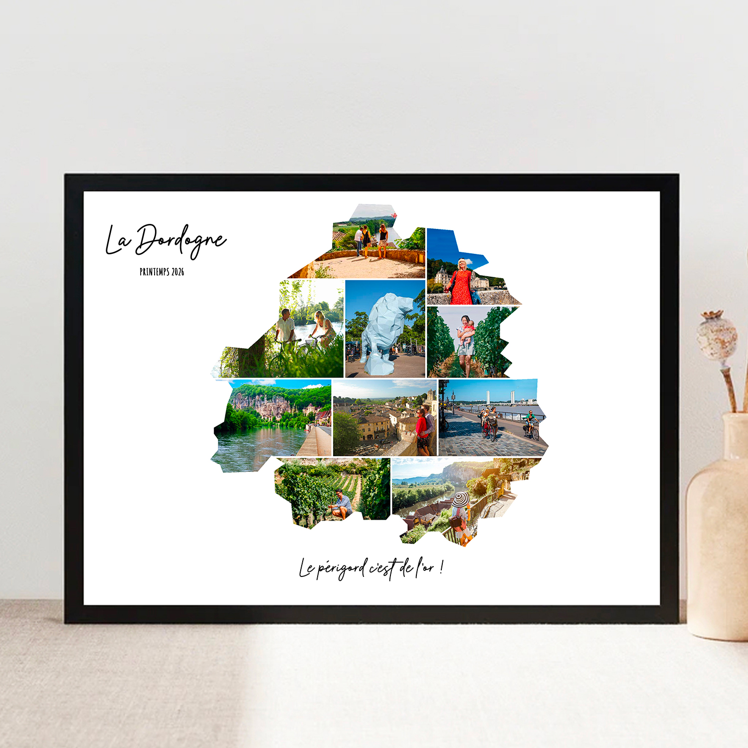 Affiche personnalisée Dordogne souvenirs vacances collage photos