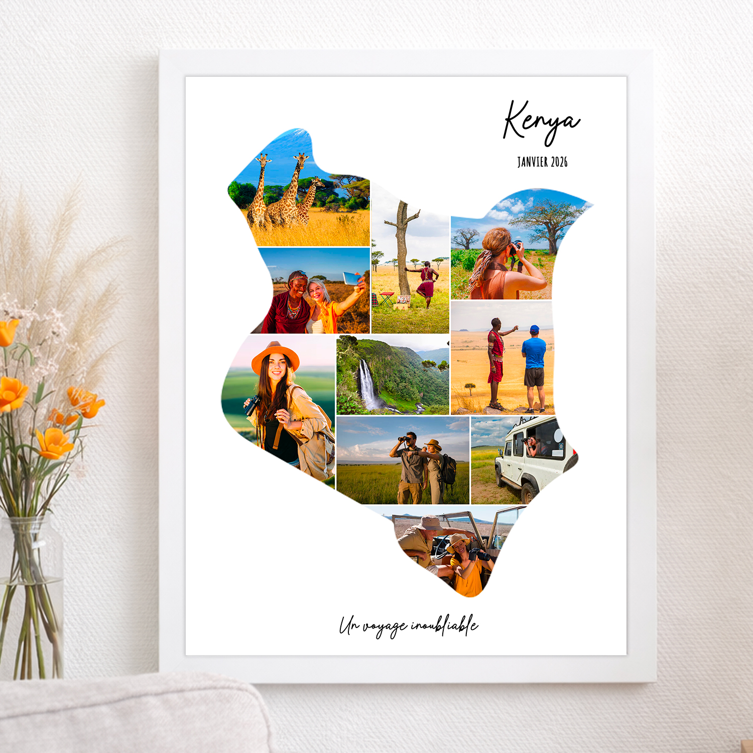 Affiche personnalisée Kenya souvenirs vacances collage photos