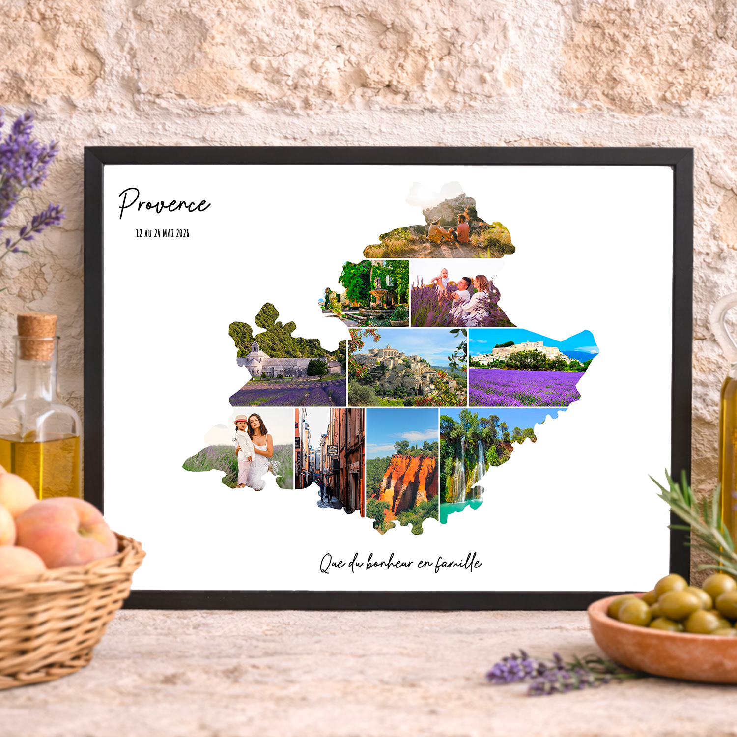 Affiche personnalisée Provence souvenirs vacances collage photos