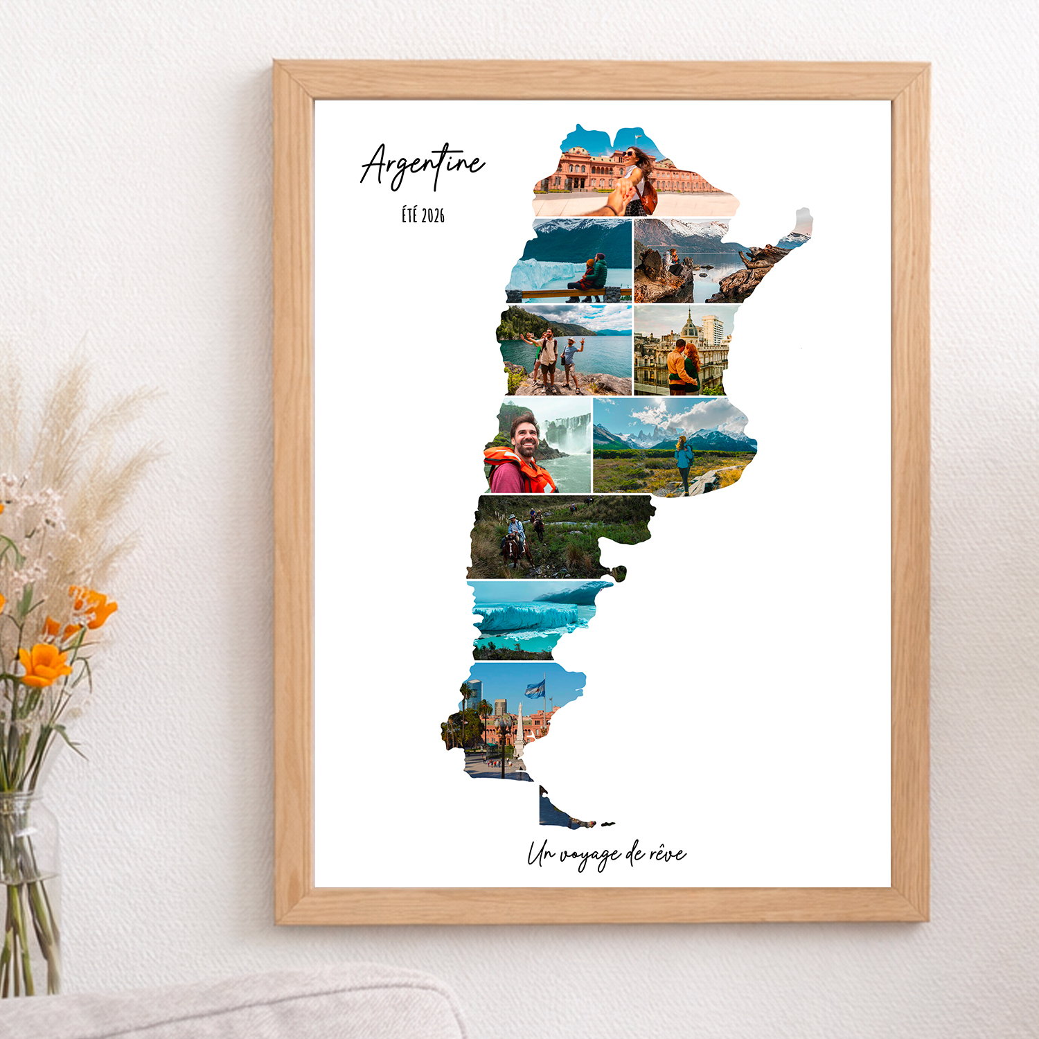 Affiche personnalisée Argentine souvenirs vacances collage photos