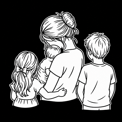 Maman, bébé, fille & garçon