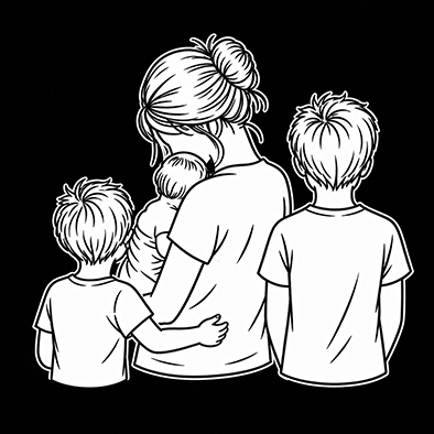 Maman, bébé et 2 garçons