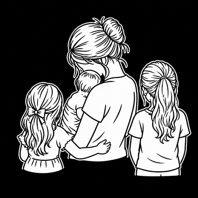 Maman, bébé et 2 filles