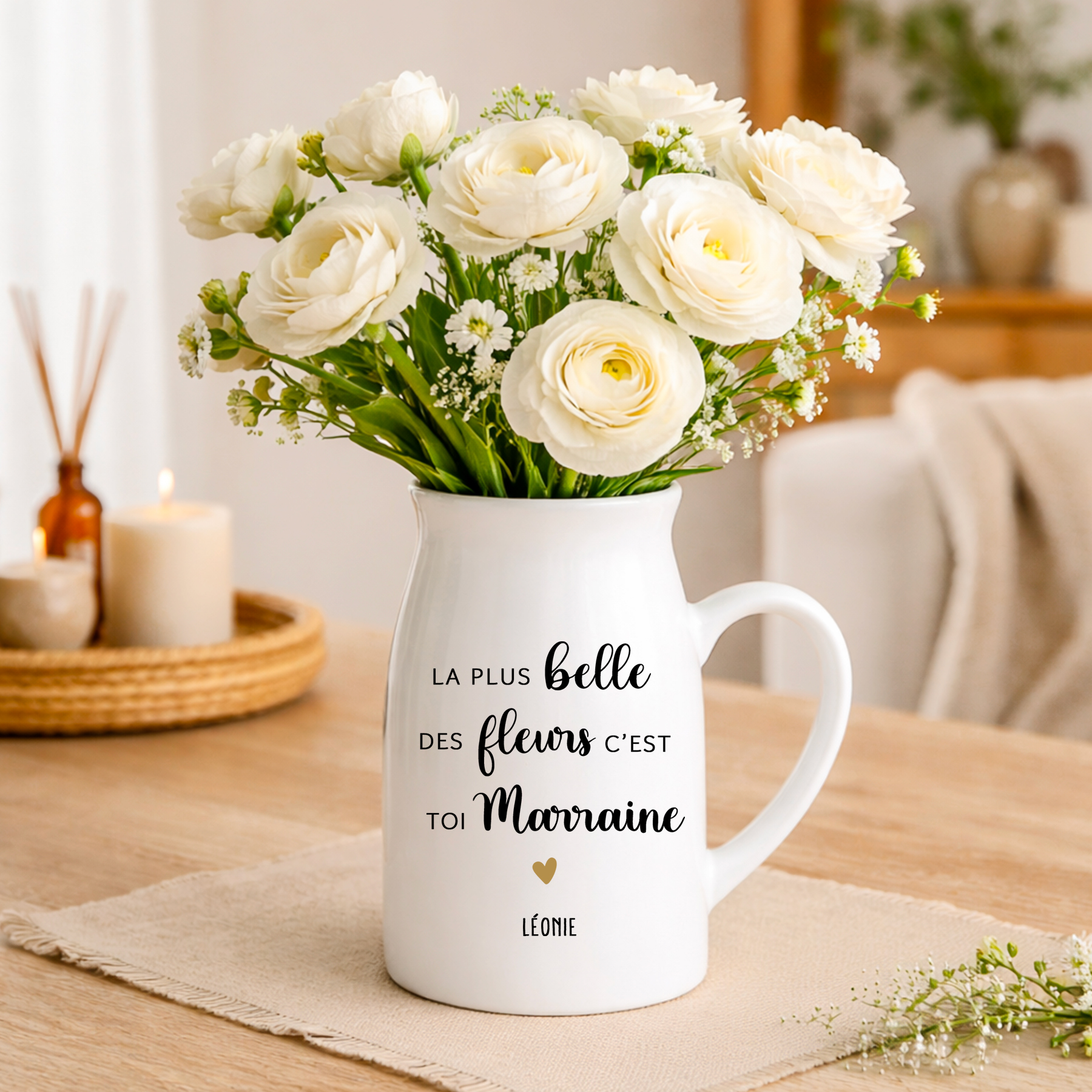 Pot de fleurs personnalisé « La plus belle des fleurs c’est toi » – Cadeau fête des mères, mamie, marraine...