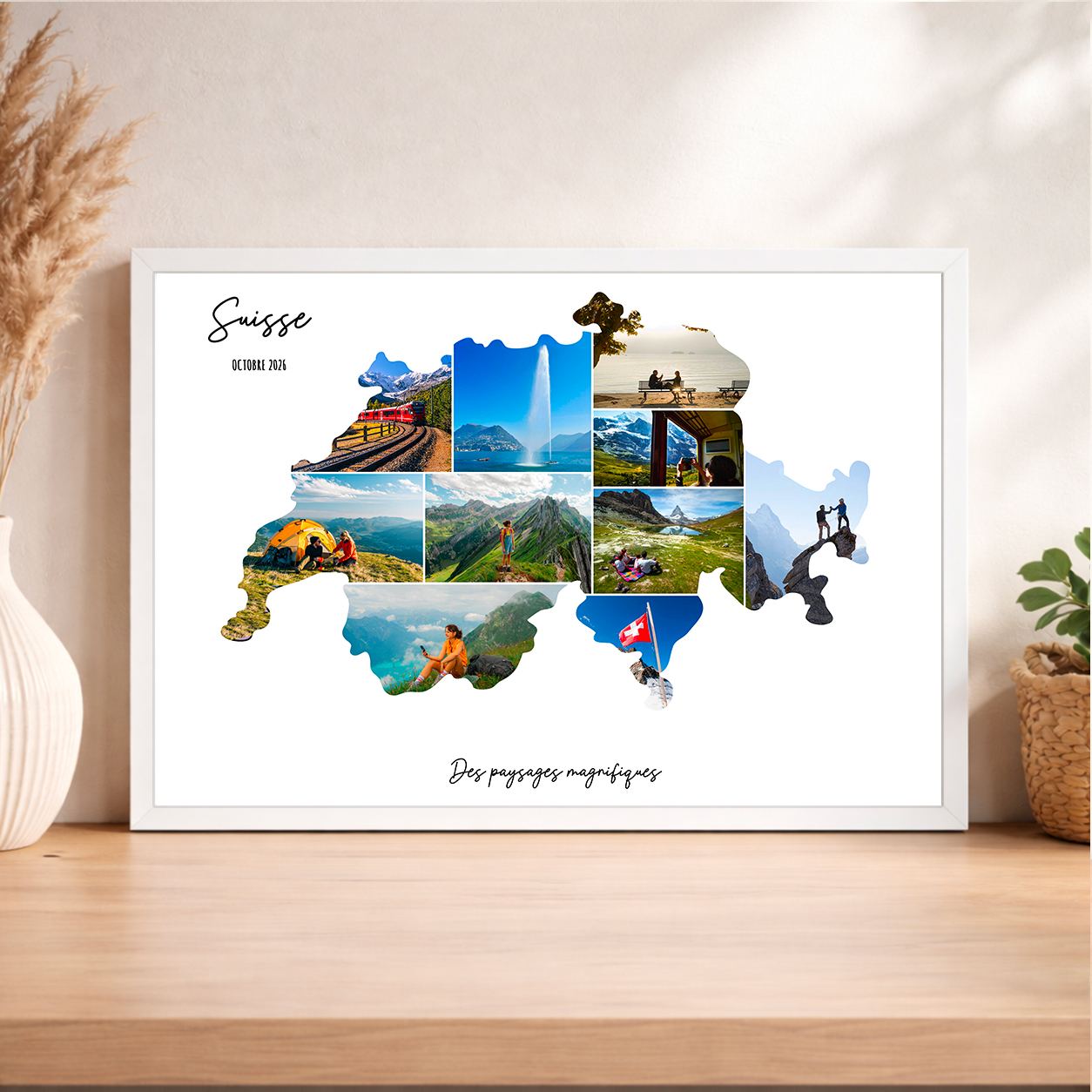 Affiche personnalisée Suisse avec photos – Souvenirs de vacances