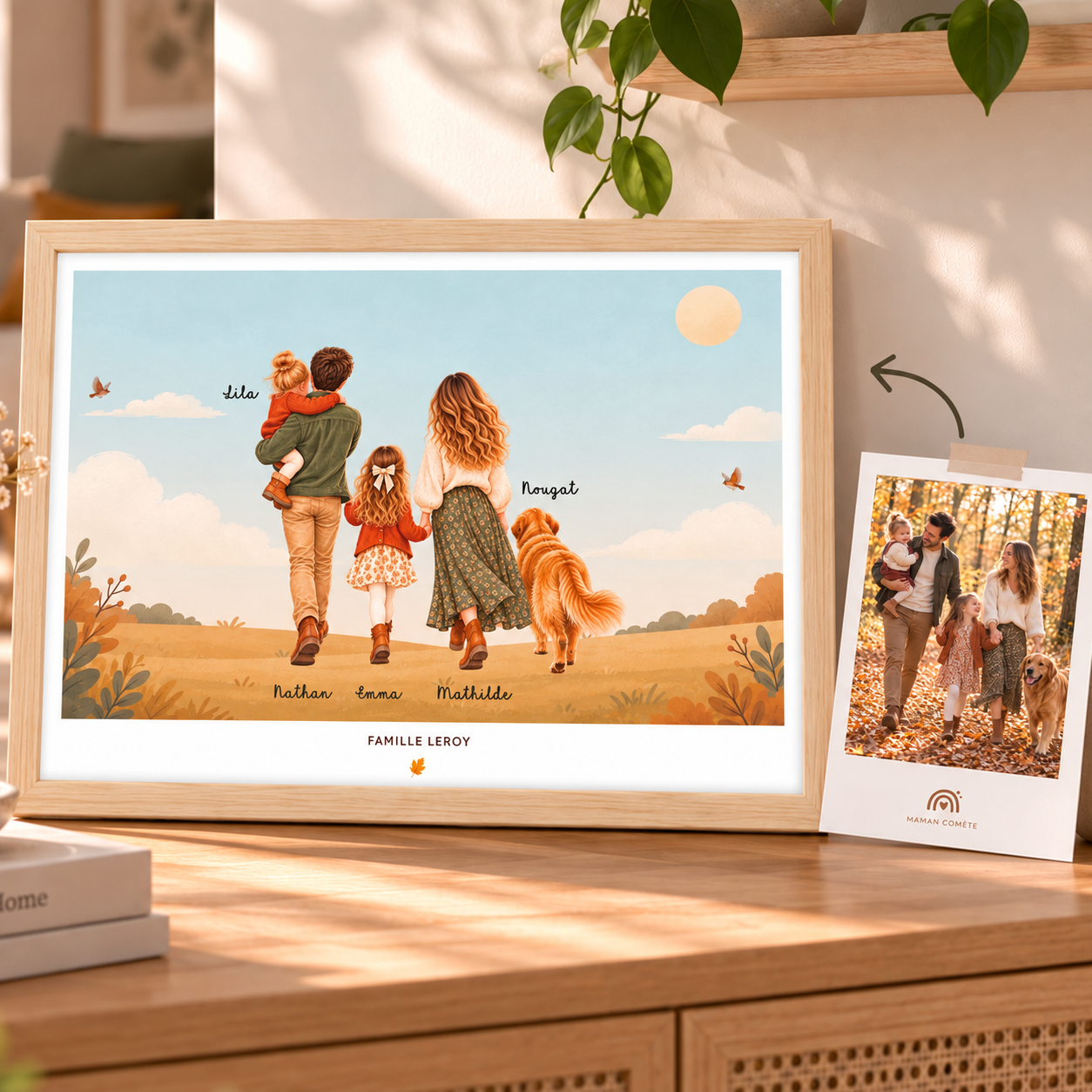 Affiche portrait de famille personnalisé automne à partir de photo(s)